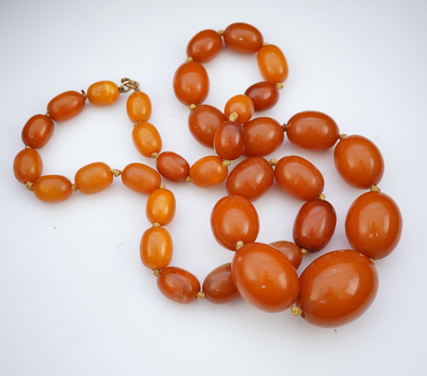An amber bead necklace